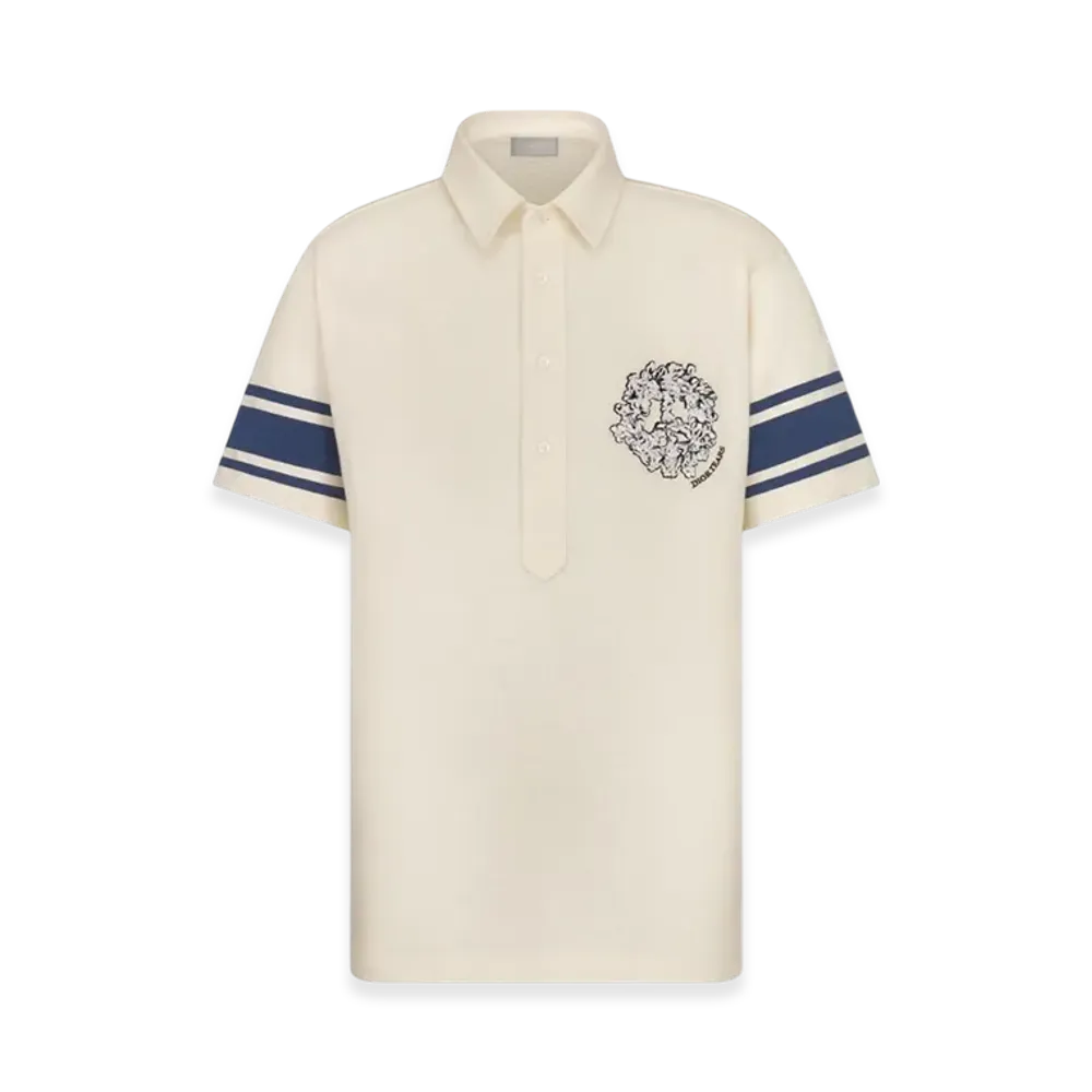 Dior x Denim Tears Dior Tears Slub Cotton Jersey Relaxed Fit Polo Shirt "White"