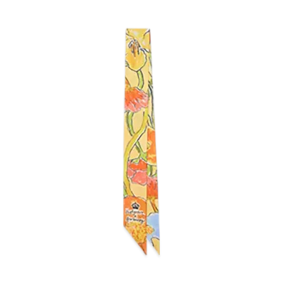 Burberry Skinny Highgrove Cascade Flower Silk Scarf "Buttermilk"