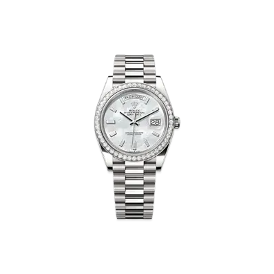 ROLEX Day-Date 40mm White Gold Diamond 228349RBR "White Mother-of-Pearl"