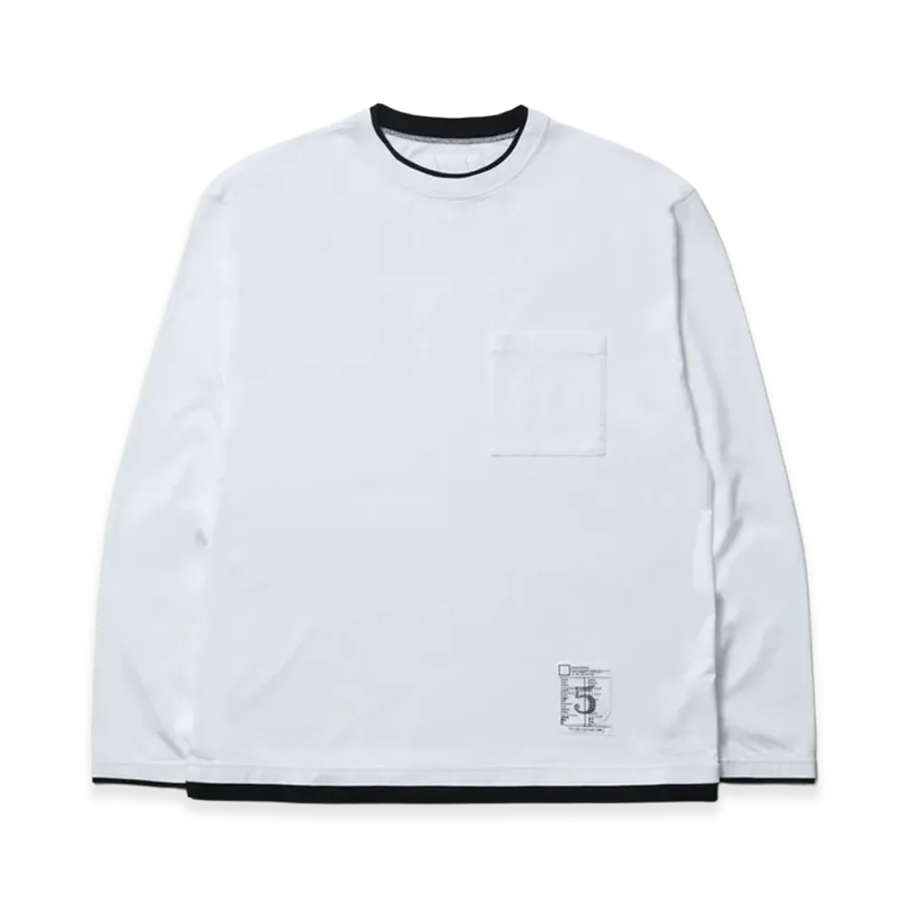 NEIGHBORHOOD BW. Layered Trim Crewneck LS "White"