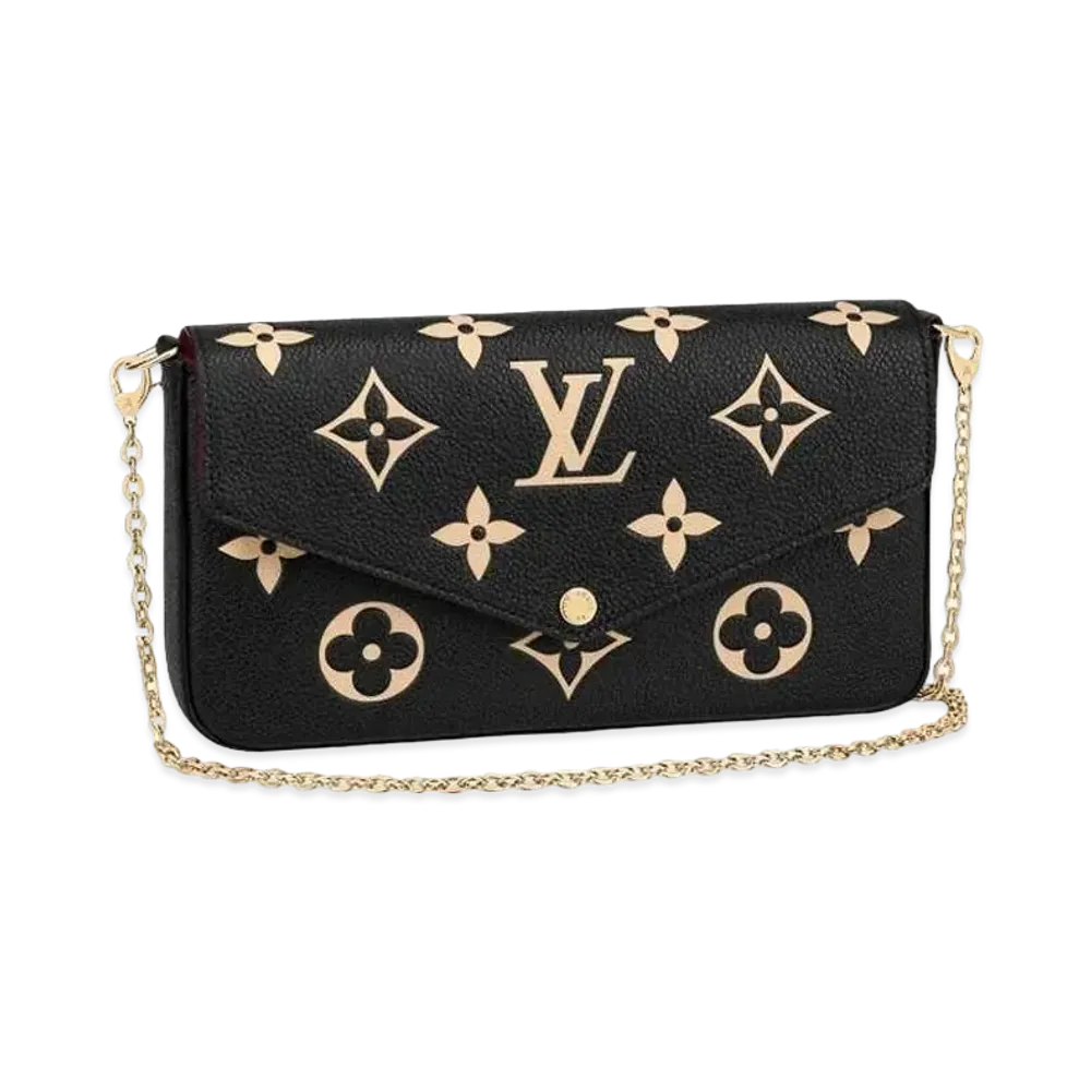 Louis Vuitton Bicolor Monogram Empreinte Leather Pochette Felicie "Noir/Beige"