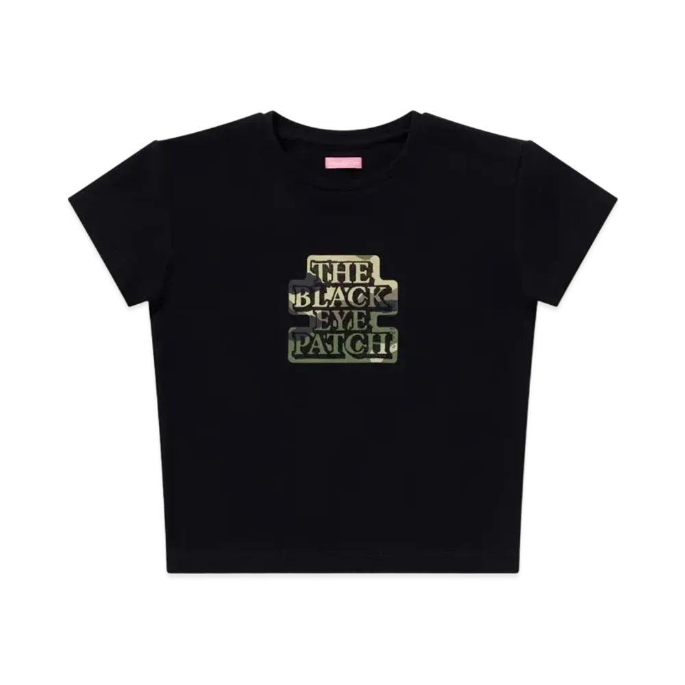 BlackEyePatch Women's Camouflage OG Label Baby Tee "Black"