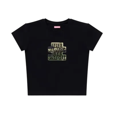 BlackEyePatch Women's Camouflage OG Label Baby Tee "Black"
