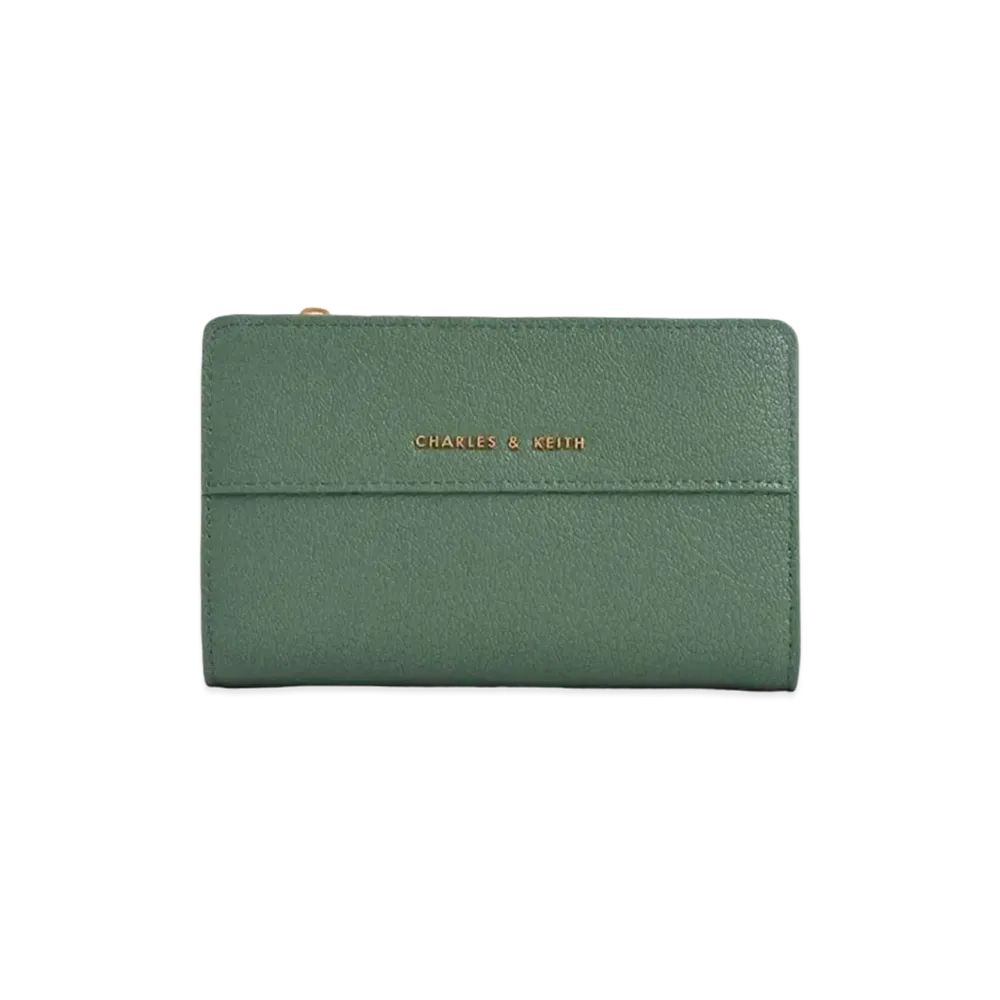 CHARLES & KEITH Snap Button Small Wallet "Green"