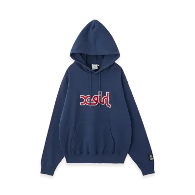 X-Girl Women's Mills Logo Layered Patch Sweat Hoodie "Navy"