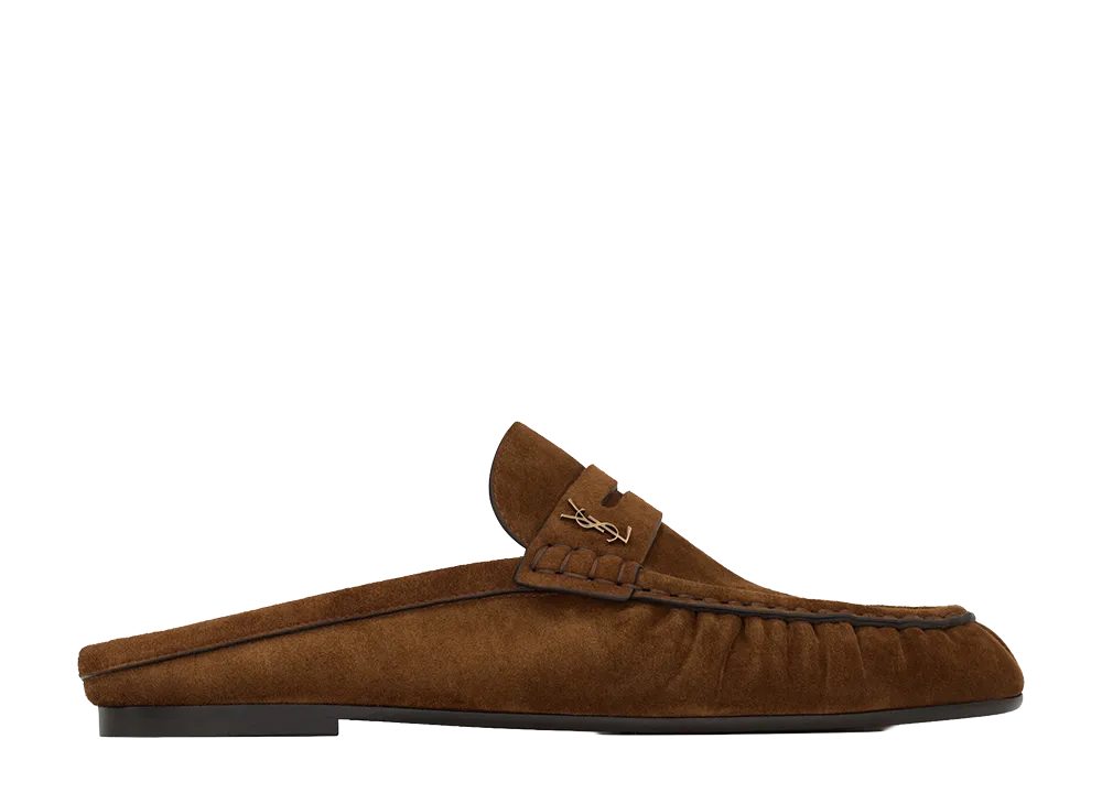 Saint Laurent Women's Suede Le Loafers Slippers "Brown"