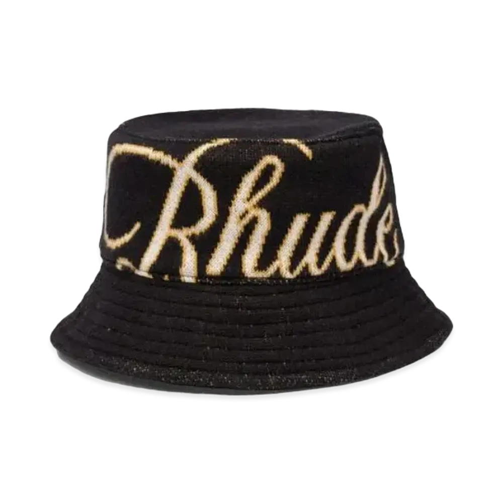 RHUDE Knit Script Bucket Hat "Black"