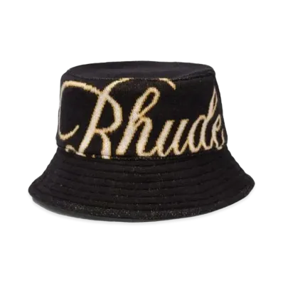 RHUDE Knit Script Bucket Hat "Black"
