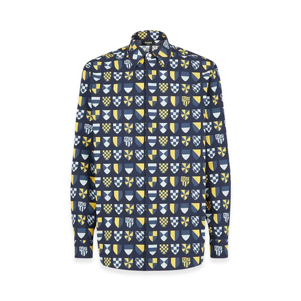 FENDI Cotton Shirt "Blue/Multicolor"
