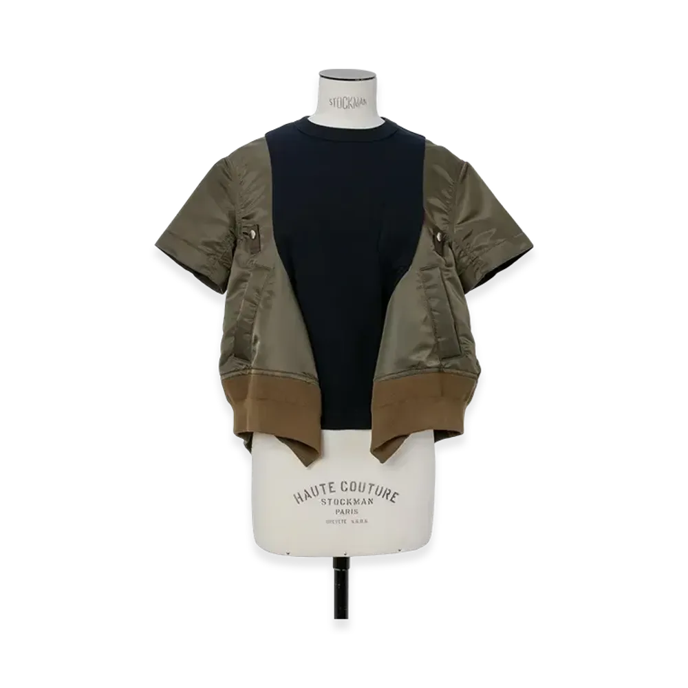 sacai Nylon Twill x Cotton Jersey T-Shirt "Dark Khaki/Navy"