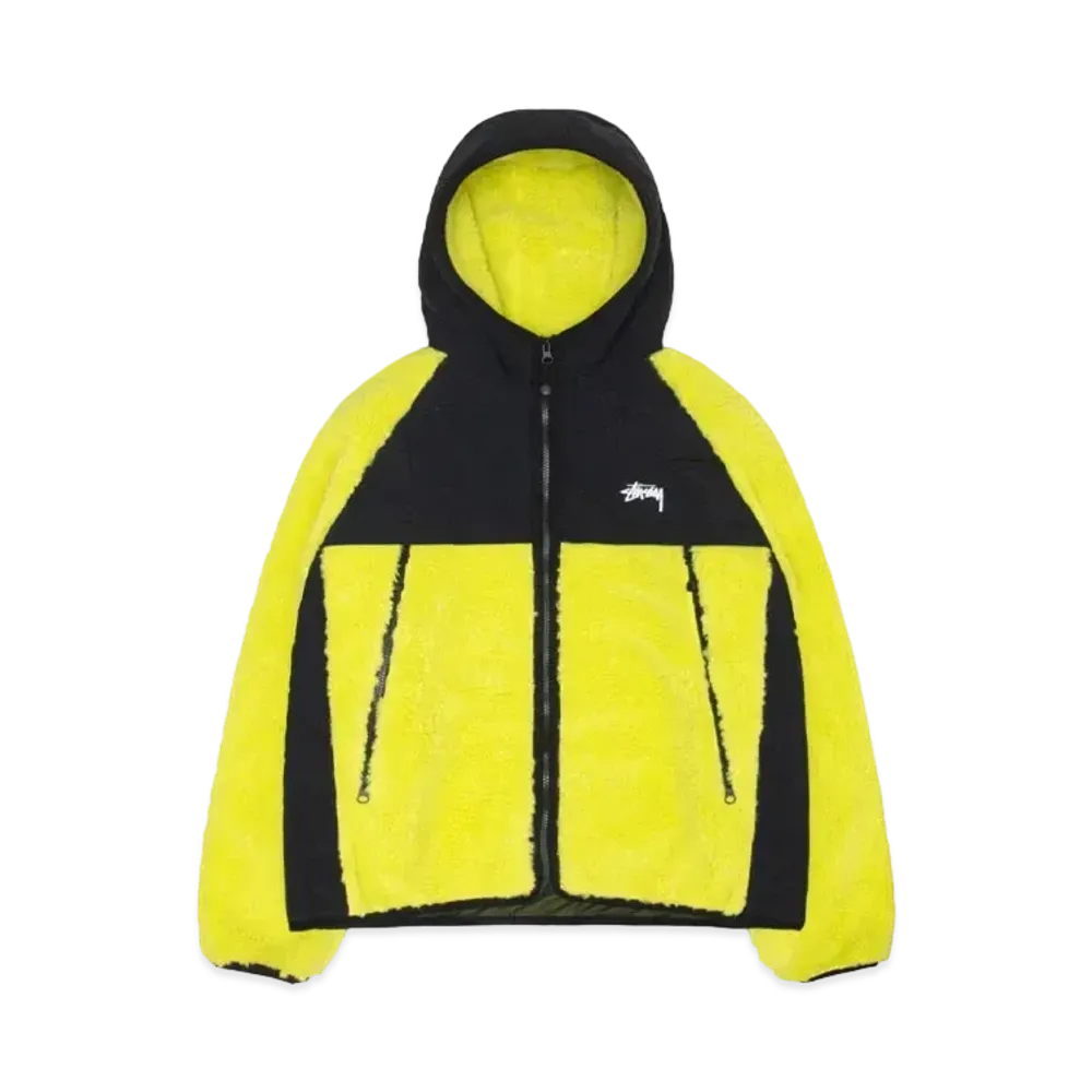Stussy Sherpa Paneled Hooded Jacket "Lime"
