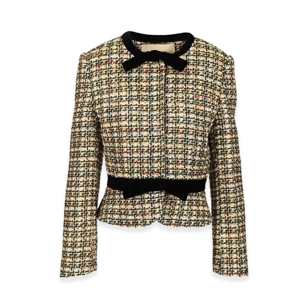 Valentino Women's Velvet Bow Tweed Jacket "Multicolor"