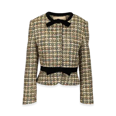 Valentino Women's Velvet Bow Tweed Jacket "Multicolor"
