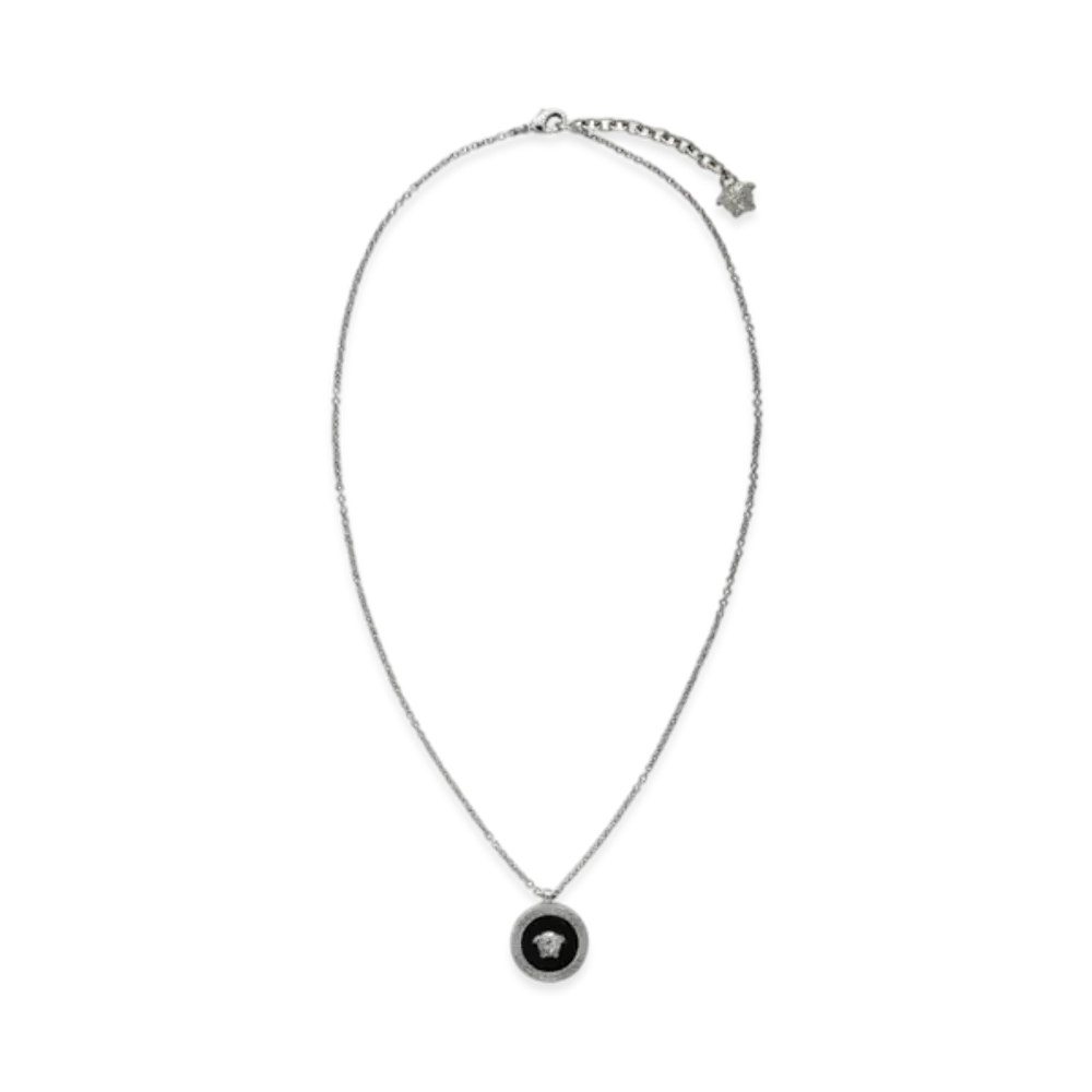 Versace Enamel Medusa Necklace "Silver"