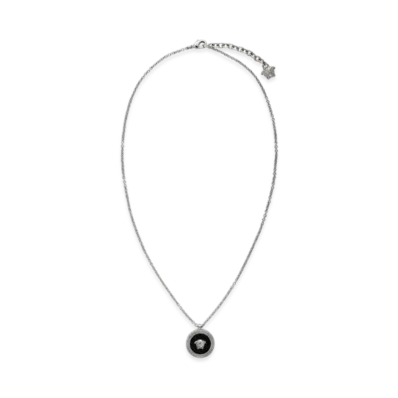 Versace Enamel Medusa Necklace "Silver"