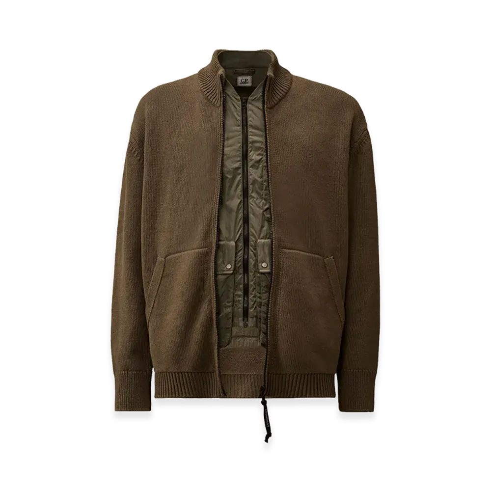 C.P. Company Cotton Mixed Zipped Cardigan "Gunmetal Grey"
