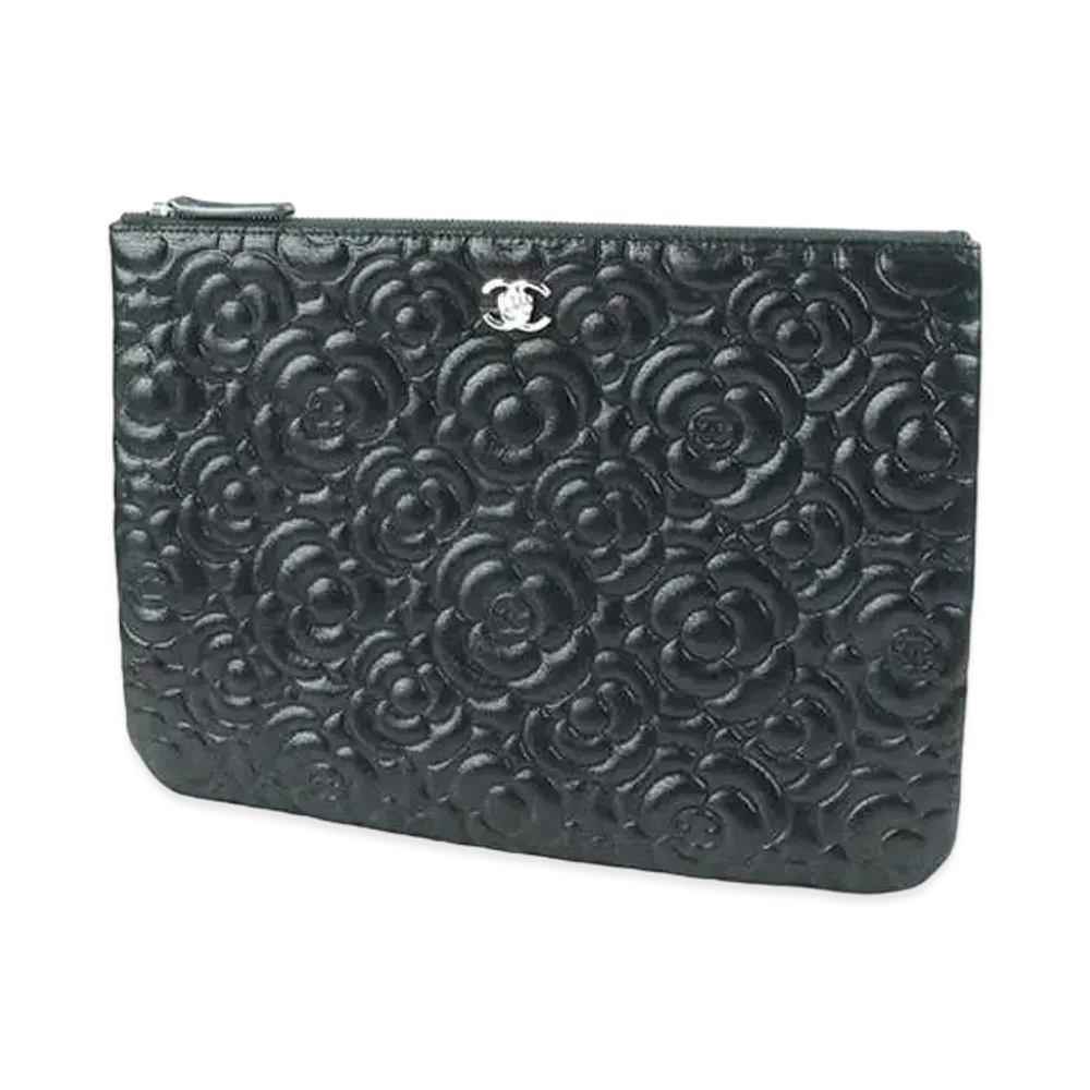 CHANEL Camellia Clutch Bag "Black"