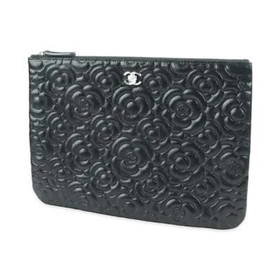 CHANEL Camellia Clutch Bag "Black"