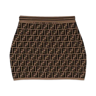 FENDI Kids FF Knit Skirt "Brown"