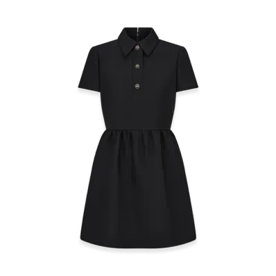 Dior Women's CD Button Fitted Dress Wool Silk "Black"