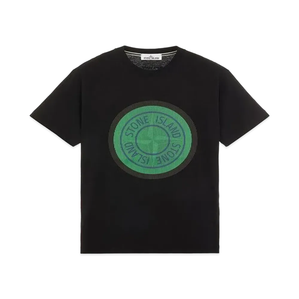 Stone Island 2NS89 COTTON JERSEY, 'LENTICULAR TWO' PRINT_SLIM FIT "Black"
