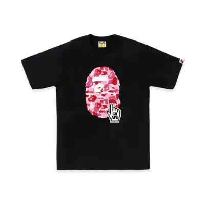 A BATHING APE ABC Camo Go Ape Pointer Ape Head Tee Bapec "Black/Pink"