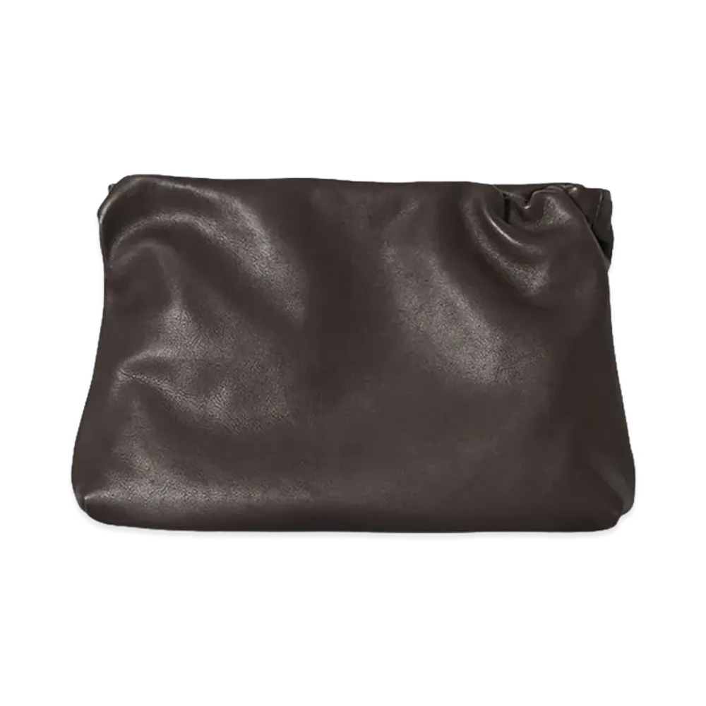 The Row Women's Large Bourse Leather Clutch "Dark Brown"