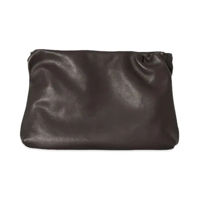 The Row Women's Large Bourse Leather Clutch "Dark Brown"