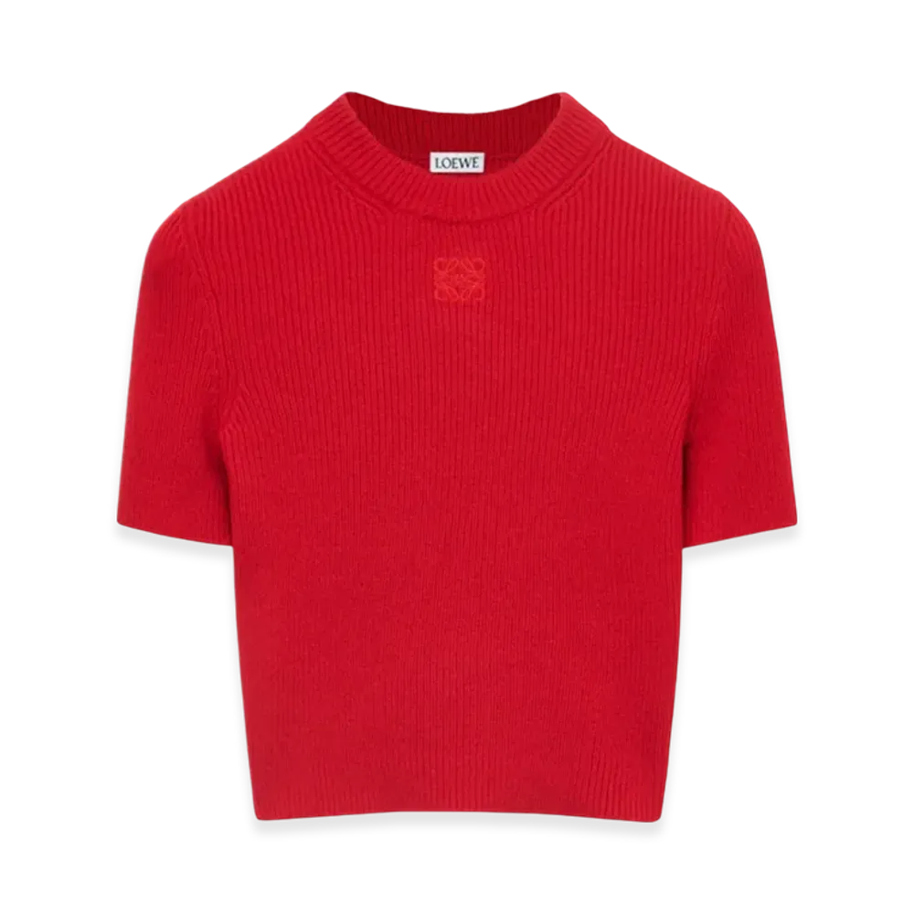 LOEWE Women's Cropped Sweater in Cashmere "Red"
