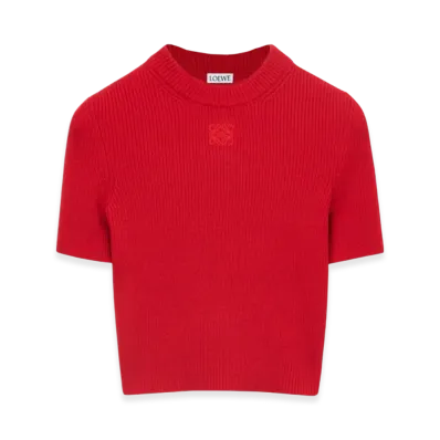 LOEWE Women's Cropped Sweater in Cashmere "Red"