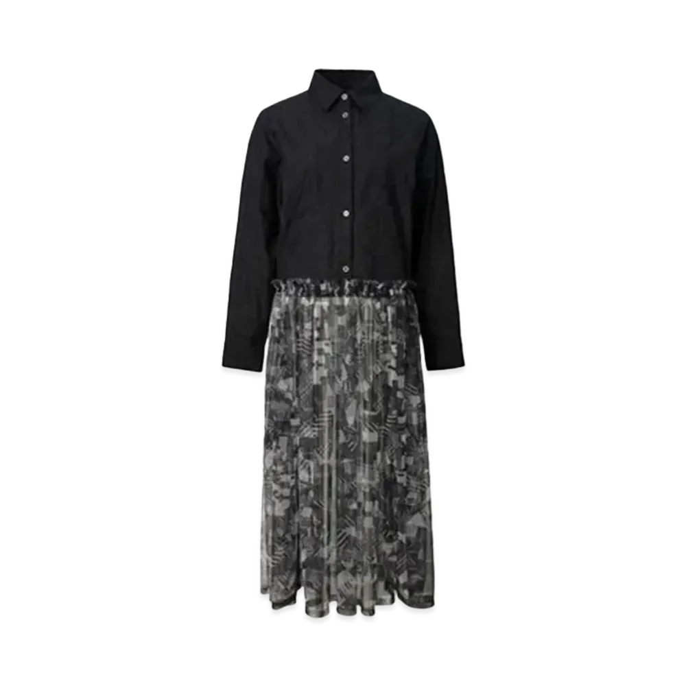 ANREALAGE Patchwork Print Tulle Docking Shirt "Black"