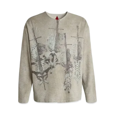 The Boy Has No Patience Printed Bone With Sword L/S Tee "Grey"