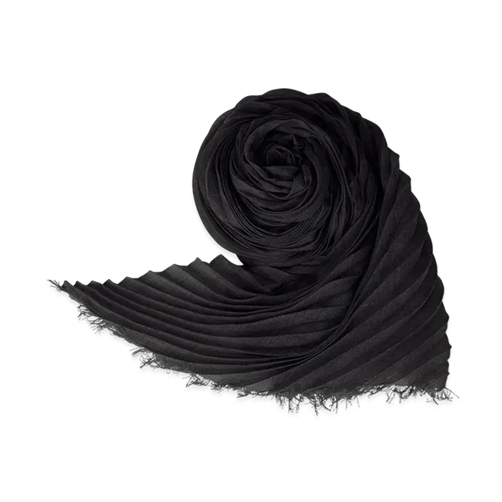 ISSEY MIYAKE Silk Wool Pleats Stole "Black"