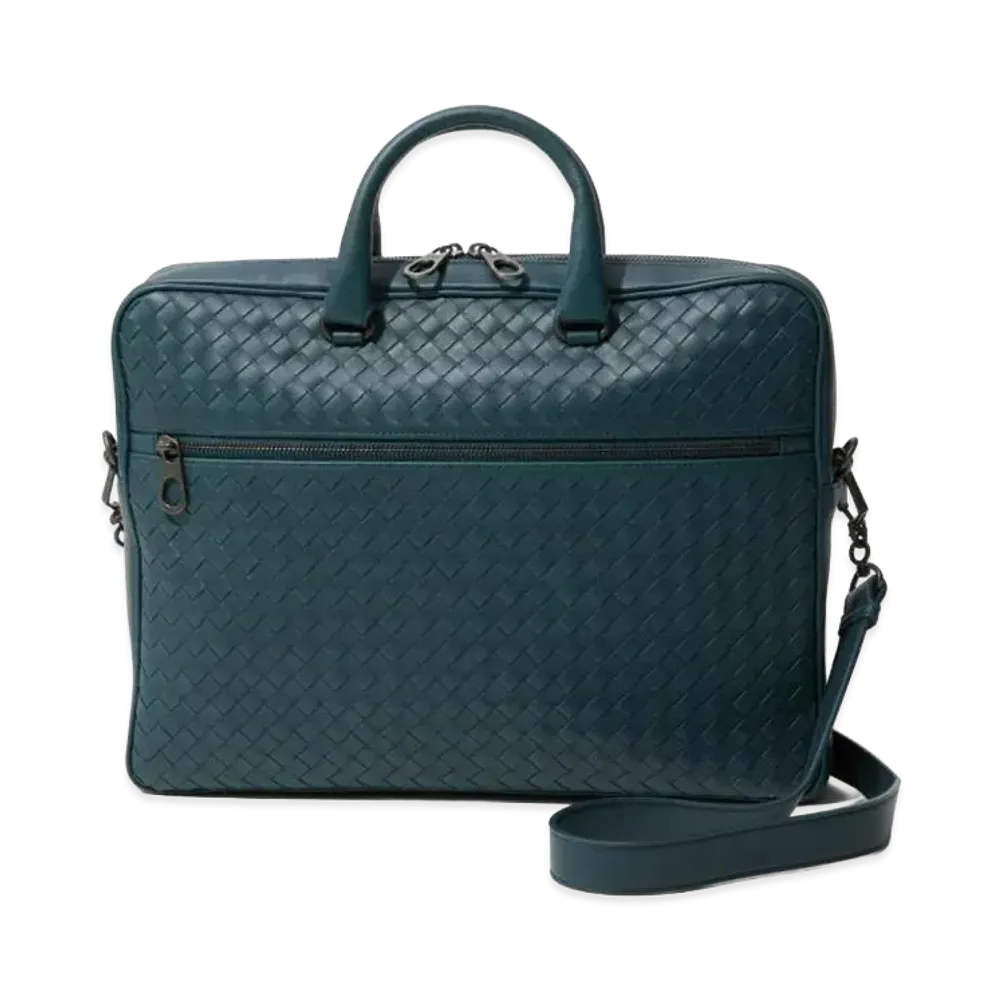 Bottega Veneta Intrecciato Brief Case "Turquoise Green"
