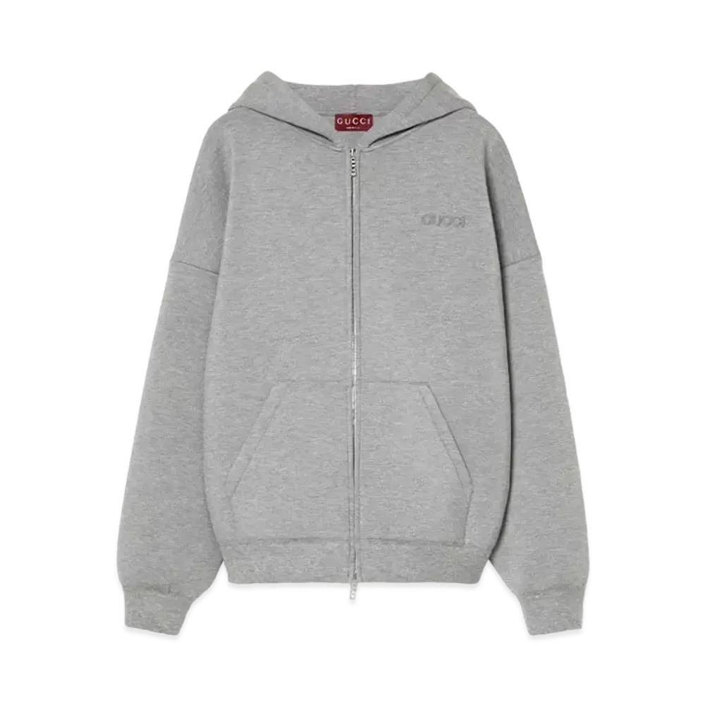 GUCCI Viscose Jersey Sweatshirt with Embroidery "Grey"