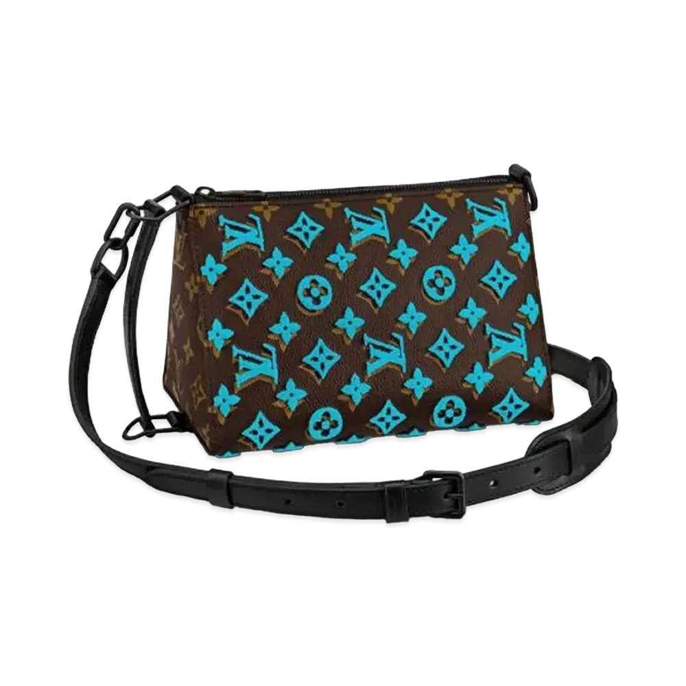 Louis Vuitton Triangle Messenger Monogram Tuffetage Canvas "Turquoise"