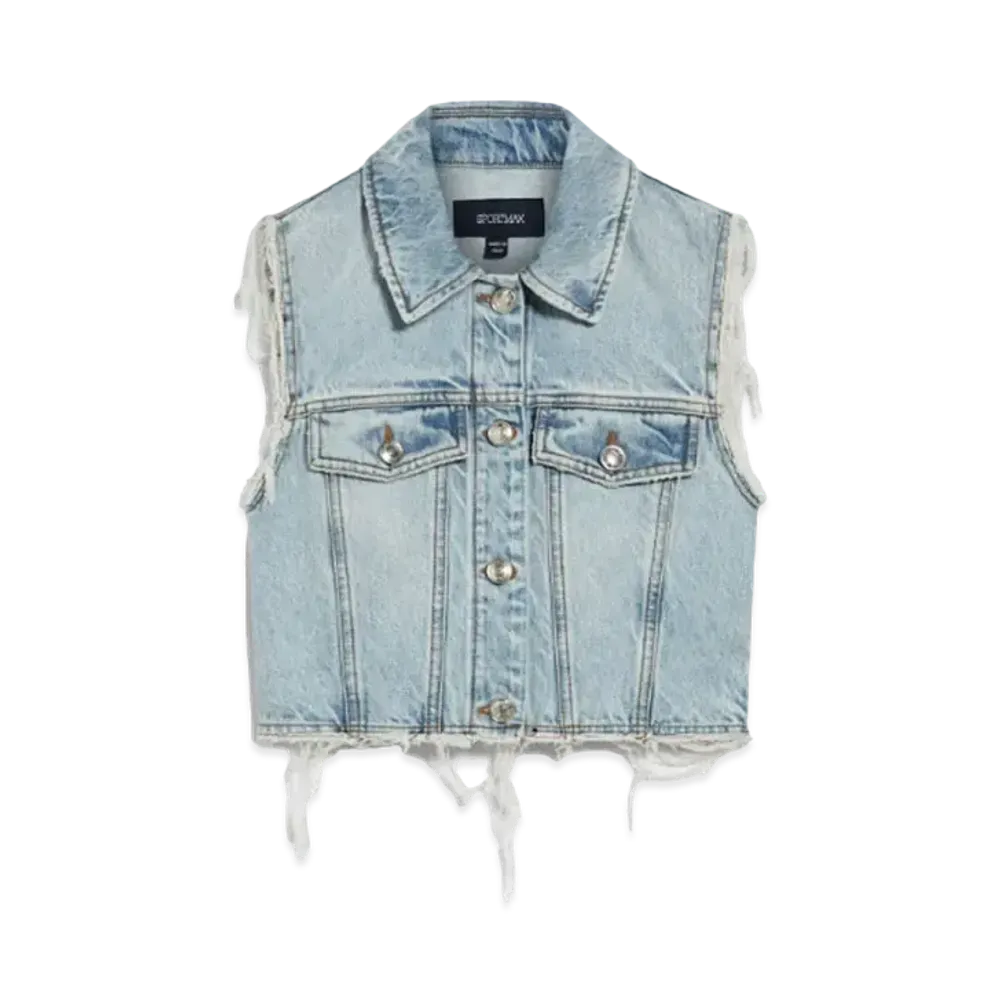 Max Mara Sile Cropped Denim Gilet "Light Blue"