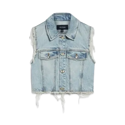 Max Mara Sile Cropped Denim Gilet "Light Blue"