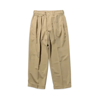 BEAMS 2 Pleats Trousers PE Twill "Sand"