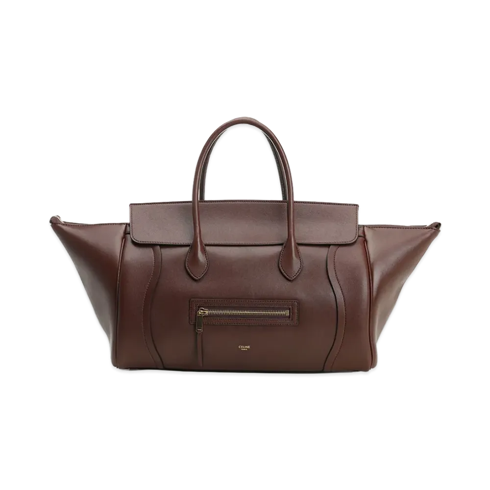 CELINE Women's Medium Luggage Supple Shiny Calfskin "Brown"