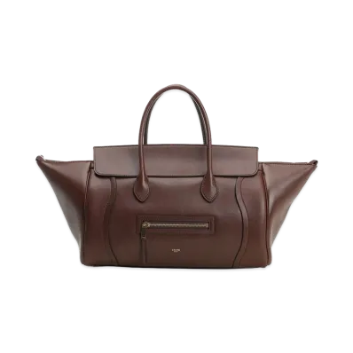 CELINE Women's Medium Luggage Supple Shiny Calfskin "Brown"