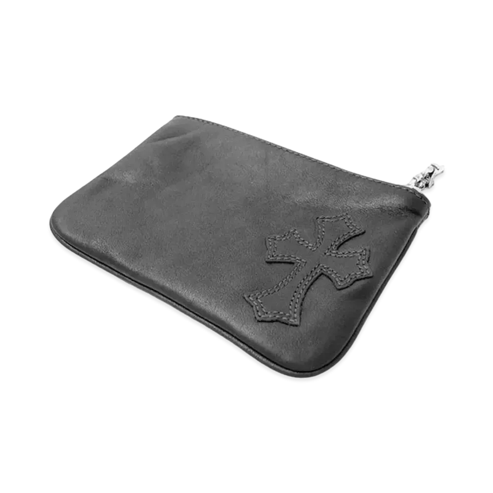 Chrome Hearts Zipper Wallet Change Purse / Cemetery Cross "Black"