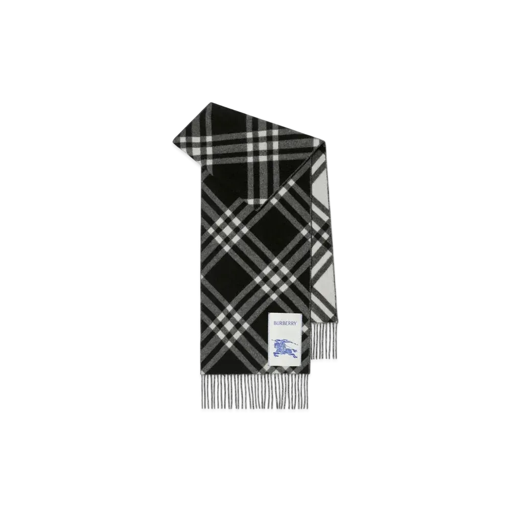 Burberry Check Cashmere Scarf "Black"