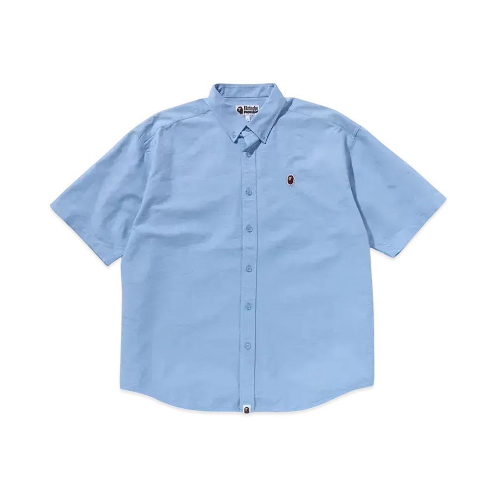 A BATHING APE Line Camo Jacquard One Point Oxford Ss Shirt "Blue"