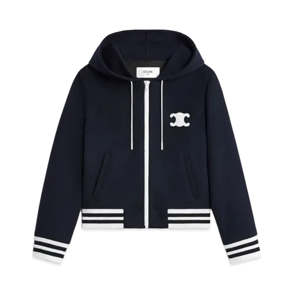 CELINE Triomphe Blouson Double Face Cashmere "Navy"