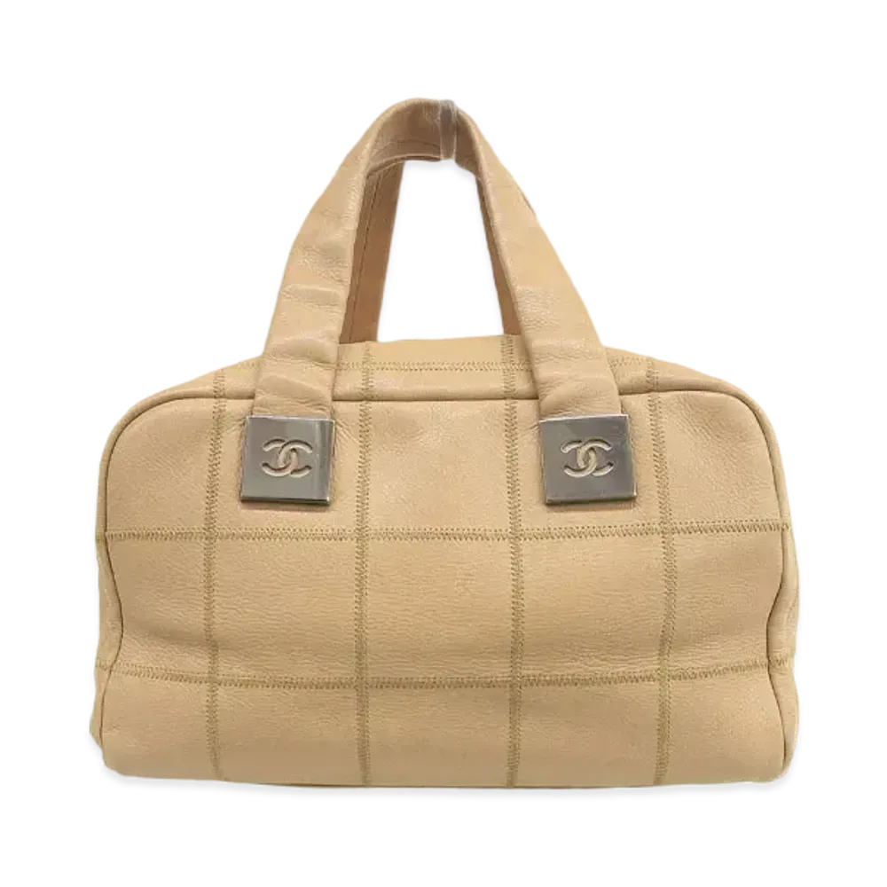 CHANEL Chocolate Bar Stitch Mini Boston Bag "Beige"