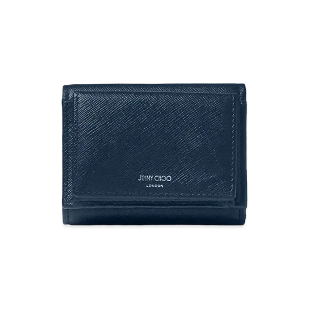 Jimmy Choo Leox Textured Leather Wallet "Navy/Gunmetal"