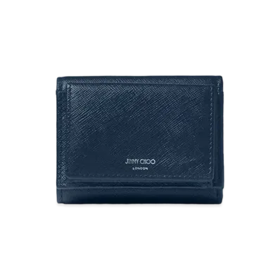 Jimmy Choo Leox Textured Leather Wallet "Navy/Gunmetal"