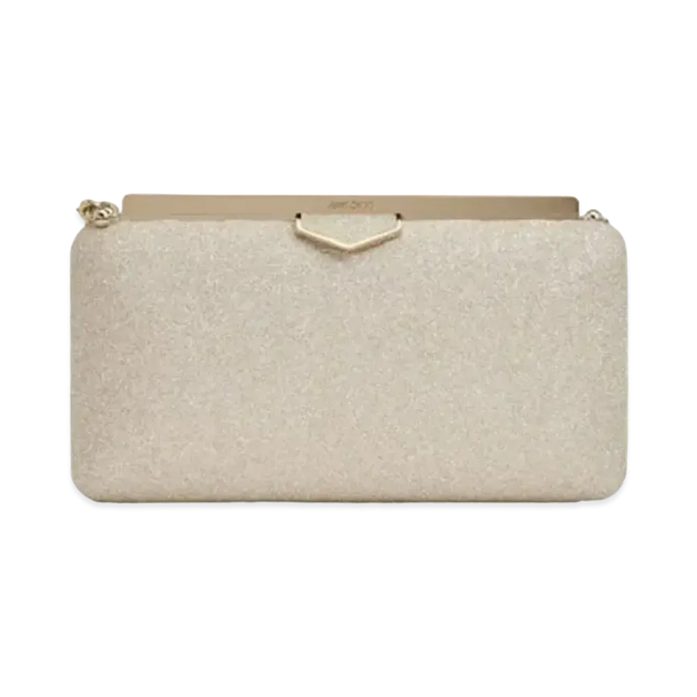 Jimmy Choo Ellipse Dusty Glitter Clutch Bag "Platinum Ice"