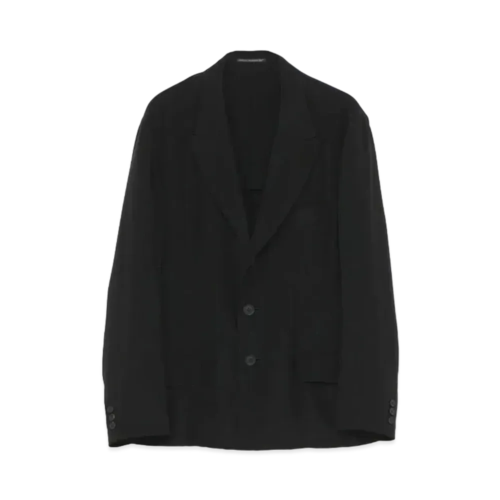 Yohji Yamamoto Pour Homme 18MOMME CRAPE DE CHINE SHORT SILK JACKET "Black"